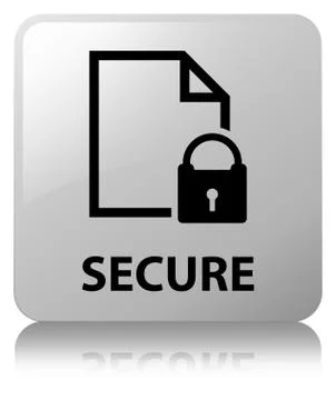 Secure (document page padlock icon) white square button Stock Illustration