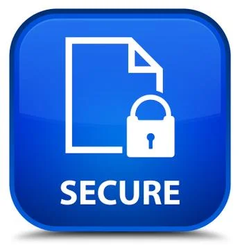 Secure (document page padlock icon) special blue square button Illustrazione stock