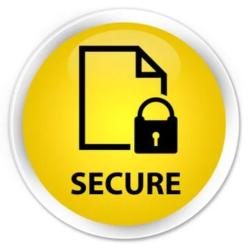 Secure (document page padlock icon) premium yellow round button Ilustración de archivo