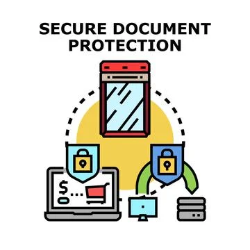 Secure document protection and data cybersecurity concept Stock Illustration
