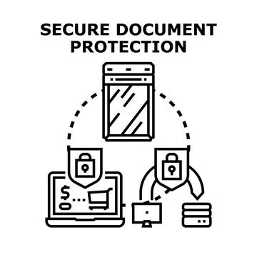 Secure document protection and data cybersecurity concept Stock Illustration