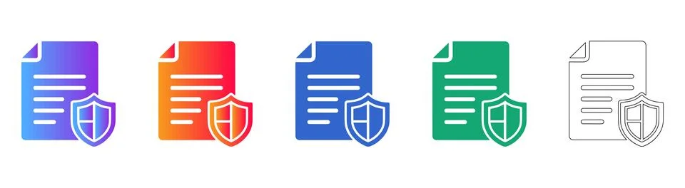 Secure Document Protection and Privacy Icons Collection Stock Illustration