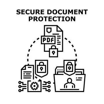 Secure document protection concept with digital files encryption Stock Illustration