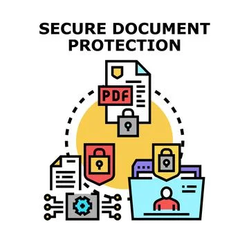 Secure document protection concept with digital files encryption Stock Illustration