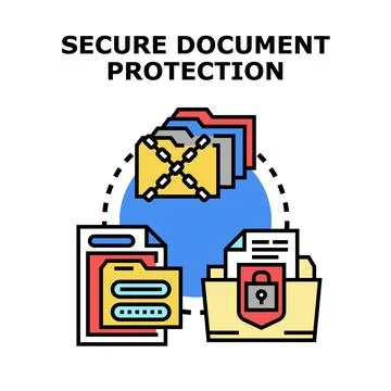 Secure document protection concept with encryption firewall Stock Illustration