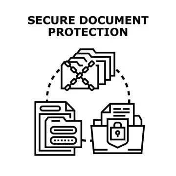 Secure document protection concept with encryption firewall Stock Illustration