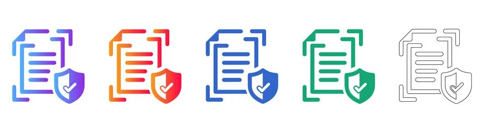 Secure Document Protection Icon Set イラスト素材