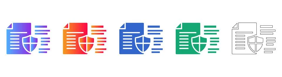 Secure Document Protection Icon Set イラスト素材