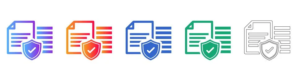 Secure Document Protection Icon Set イラスト素材