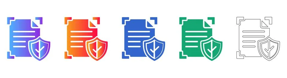 Secure Document Protection Icon Set Stockillustratie