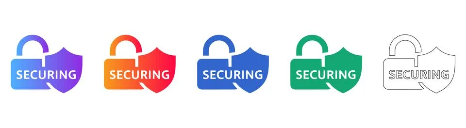 Secure Document Protection Icon Set イラスト素材