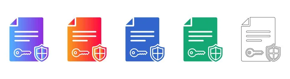 Secure Document Protection Icon Set イラスト素材