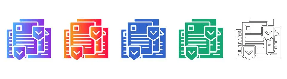 Secure Document Protection Icons イラスト素材