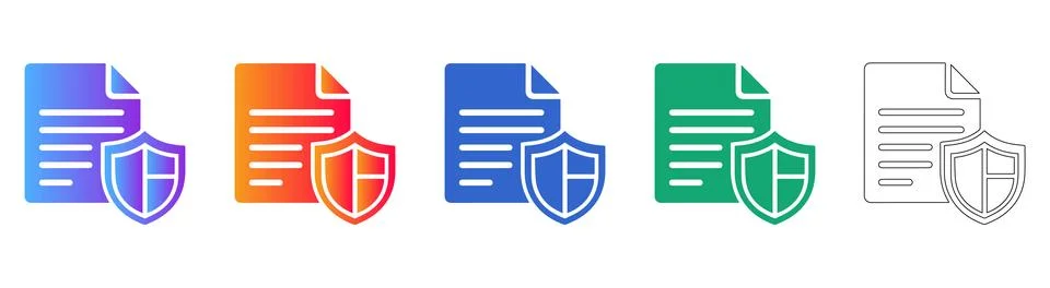 Secure Document Protection Icons Stock Illustration