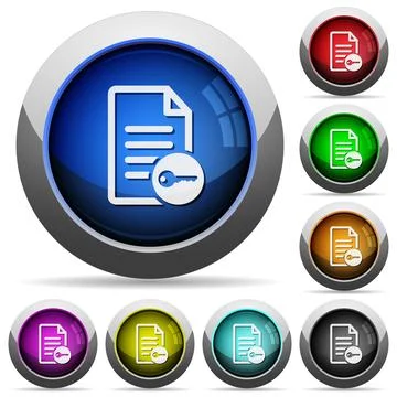Secure document round glossy buttons Illustration