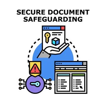 Secure document safeguarding and data protection concept Stockillustratie