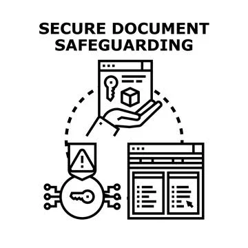 Secure document safeguarding and data protection concept Stockillustratie