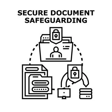 Secure document safeguarding system managing confidential data Stock Illustration