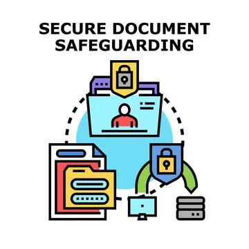 Secure document safeguarding system managing confidential data Illustrazione stock