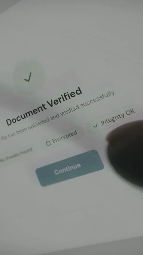 Secure document scan completed with successful verification and no threats Stock Footage 333835488