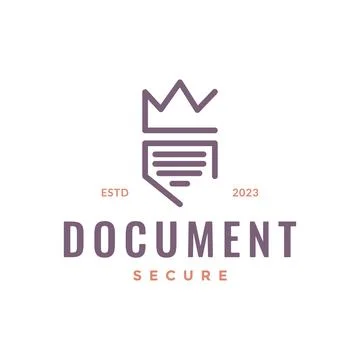 Secure document shield crown minimal line style logo design vector icon ill.. Illustration