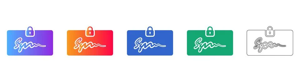 Secure Document Signing Icons with Lock Symbol Stock Illustration