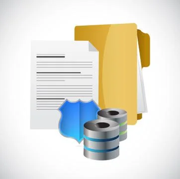 Secure document storage folder servers and shield. Stock Illustration