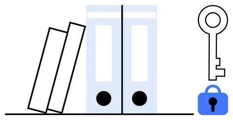 Secure Document Storage with Key Lock and Folders Illustration Stock Illustration