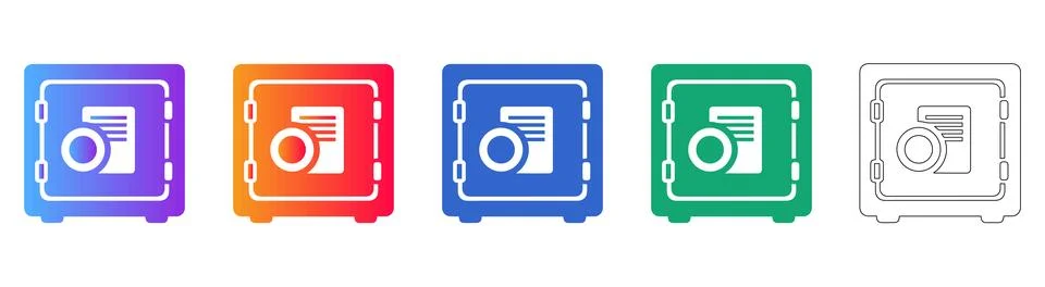 Secure Document Storage Safe Icons Stock Illustration
