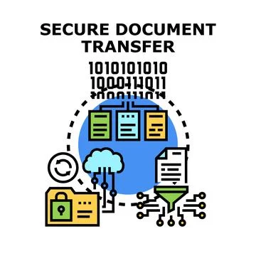 Secure document transfer concept with data protection Stock Illustration