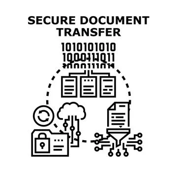 Secure document transfer concept with data protection Stock Illustration