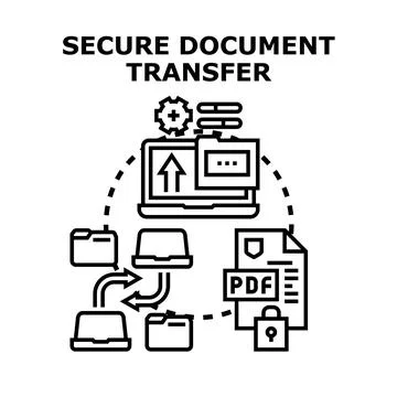 Secure document transferring with personal computer protection Stock Illustration