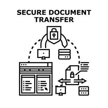 Secure document transferring system protecting digital data privacy 스톡 일러스트