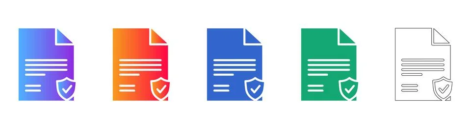 Secure Document Verification Icon Collection Stockillustratie