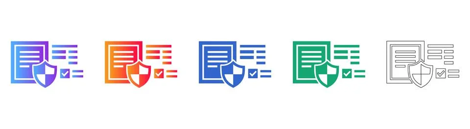 Secure Document Verification Icons Illustrazione stock
