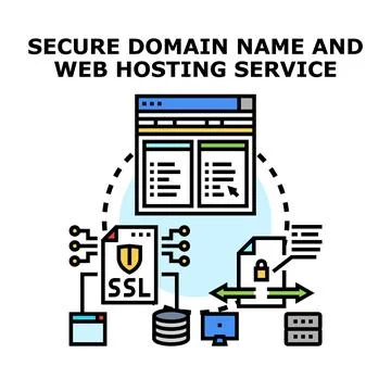 Secure domain name and web hosting service concept 库存插图