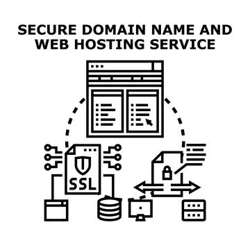 Secure domain name and web hosting service concept 库存插图