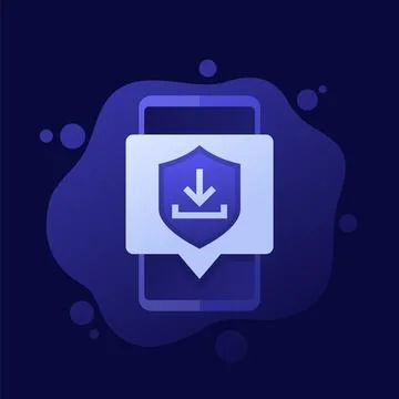 Secure download icon with a phone, vector design Stock Illustration