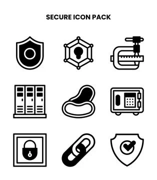 Secure DuoTone Scalable Icons Pack Stock Illustration
