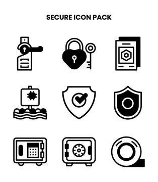 Secure DuoTone Scalable Icons Pack Stock Illustration