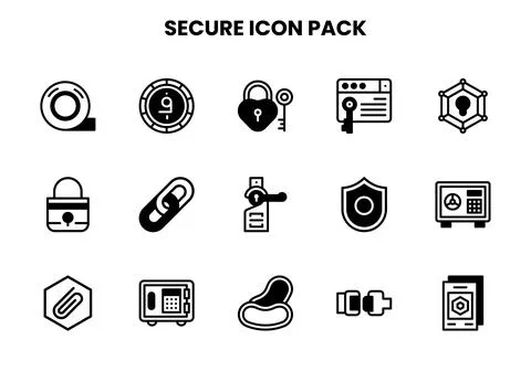 Secure DuoTone Set Icons Pack Stock Illustration