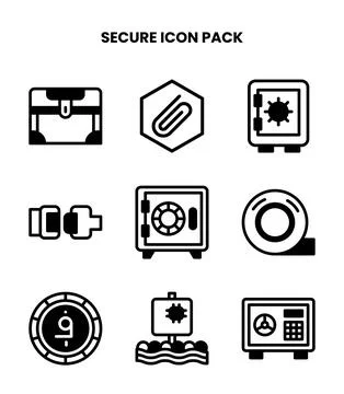 Secure DuoTone Set Icons Pack Stock Illustration