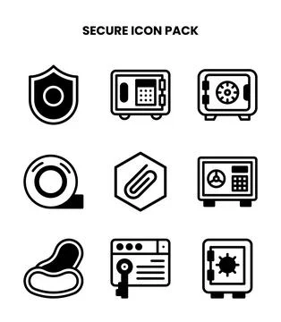 Secure DuoTone Vector Icons Pack Stock Illustration