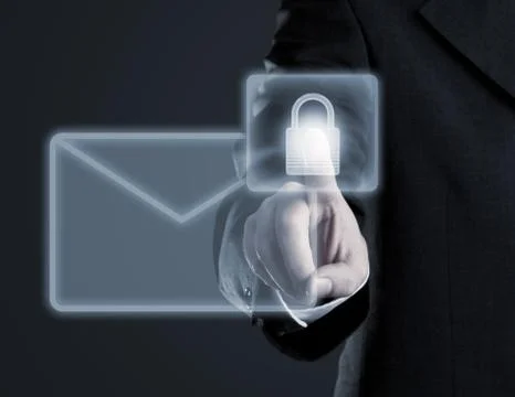Secure email concept on virtual touch screen Stock Illustration