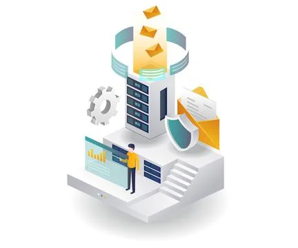 Secure email data in server Stock Illustration