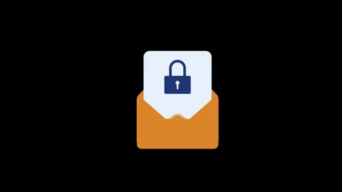 Secure email encryption padlock icon animation isolated on black background Stock Footage 337363555