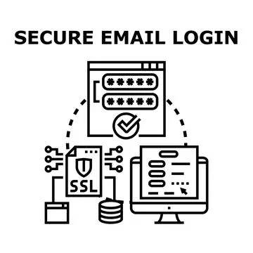 Secure email login process providing data protection Stock Illustration