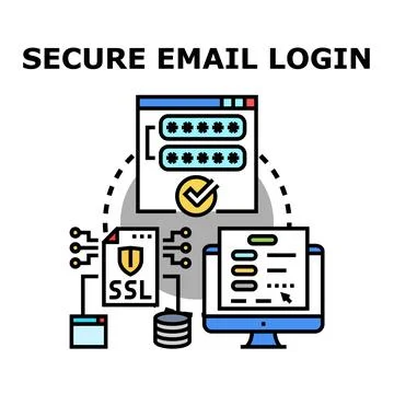 Secure email login process providing data protection Stock Illustration