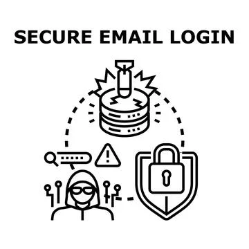 Secure email login system concept protecting data Stock Illustration