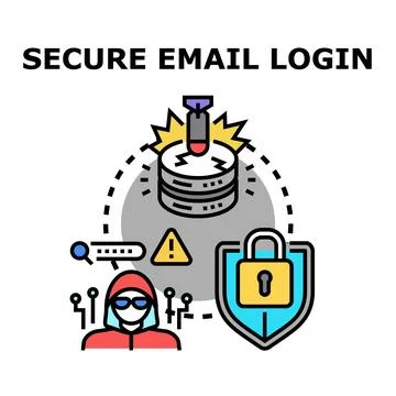 Secure email login system concept protecting data Stock Illustration